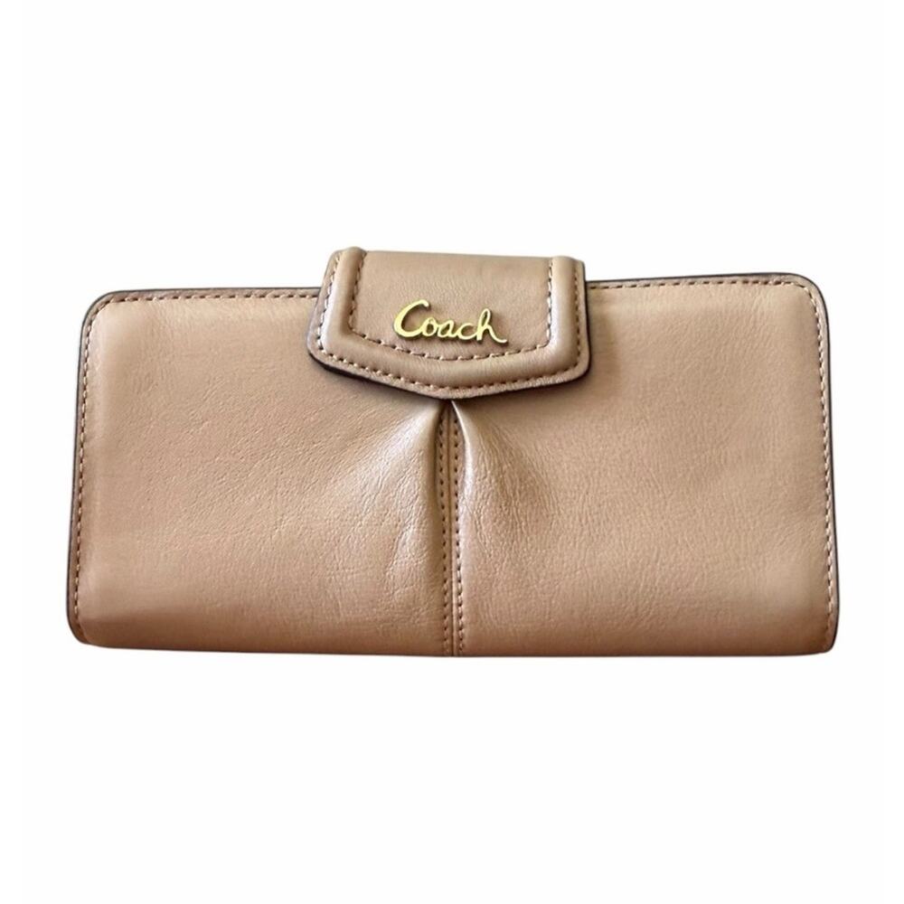 Coach Ashley Slim Envelope Wallet Camel Tan Leather Organizer Wallet